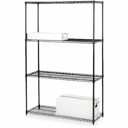 Lorell Industrial Wire Starter Shelving Unit, 4 Shelves, 1000lb Capacity, Black LLR70060